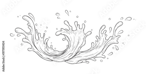 Dynamic of a water splash with droplets liquid motion