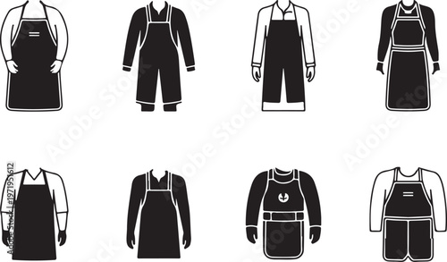 Apron uniform styles for various professions and work environments.