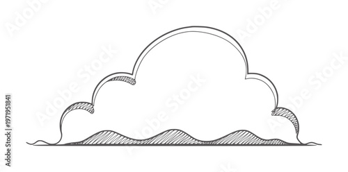 Hand drawn cloud shape with wavy bottom line doodle outline