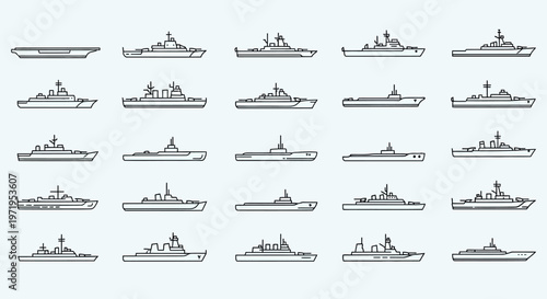 Naval Warships Collection: Modern Military Ship Outlines