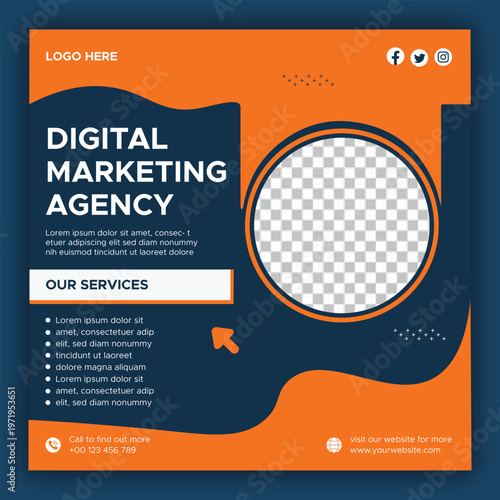 Modern Digital Marketing Agency Social Media Post Design | Creative Business Promotion Banner
