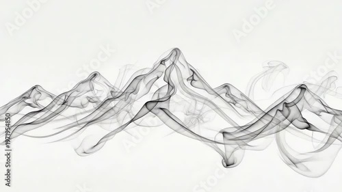 Smoke Forms Mountain Range Silhouette.