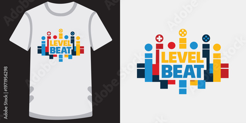 Level beat logo for gaming community with abstract controller shapes.