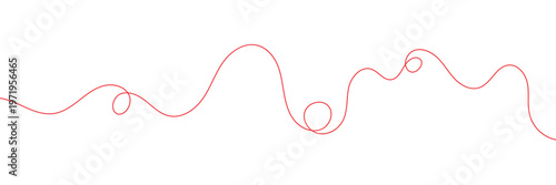 Red thread isolates on a white background. red thread looped in a circle form, symbolizing vector. line of red yarn, long red thread. vector illustration EPS 10 .