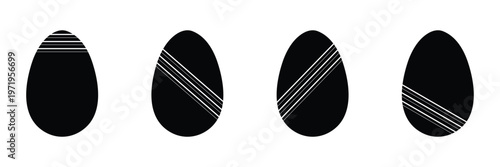 Easter eggs icon set. Set of decorated ester eggs vector. Spring easter black and white egg elements. Vector Illustration . EPS 10 .