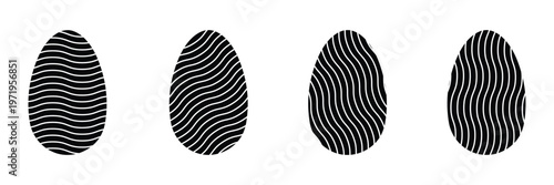 Easter eggs icon set. Set of decorated ester eggs vector. Spring easter black and white egg elements. Vector Illustration . EPS 10 .