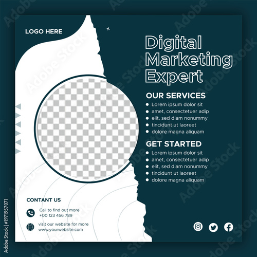 Modern Digital Marketing Agency Social Media Post Design | Creative Business Promotion Banner
