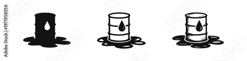 Oil Stick Melting Icon Set. Fuel Consumption Symbol. Crude Oil Decreasing Vector Collection for Energy Management.