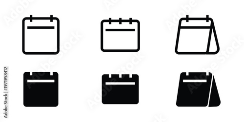 Calendar icon set. calendar planner icons for app, website, ui. reminder organizer event signs. business plan schedule. vector symbol 