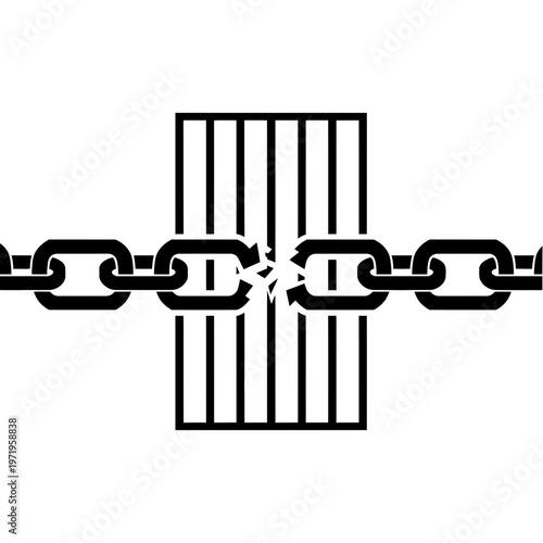 Broken Chain Symbolizing Freedom and Overcoming Obstacles.