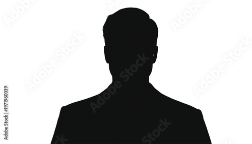 Man's professional head and shoulders silhouette represents a generic profile on a clean white background.