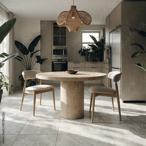 Modern Dining Room Interior with Wooden Table and Natural Light | Minimalist Home Design
