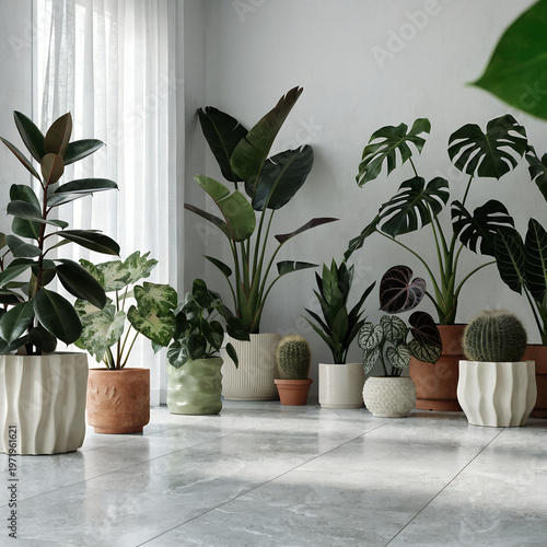 Sunlit Minimalist Interior with Indoor Plants | Modern Botanical Home Design