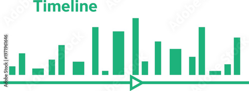 Timeline data visualization with bar chart progress tracking and analytics concept modern flat vector illustration