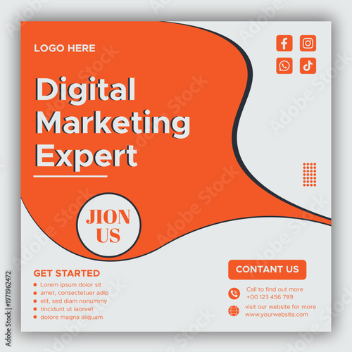 Modern Digital Marketing Agency Social Media Post Design | Creative Business Promotion Banner