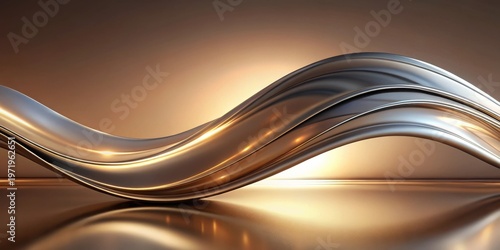 Abstract metallic wave design with elegant flowing curves and subtle lighting effects