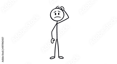 Sad Stick Figure with Hand on Head.