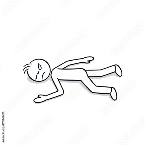 Simple Line Drawing of Person Lying Down.