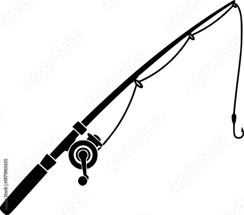 fishing rod silhouette, fishing rod icon, vector illustration
