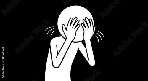 Person Covering Face with Hands Illustration.
