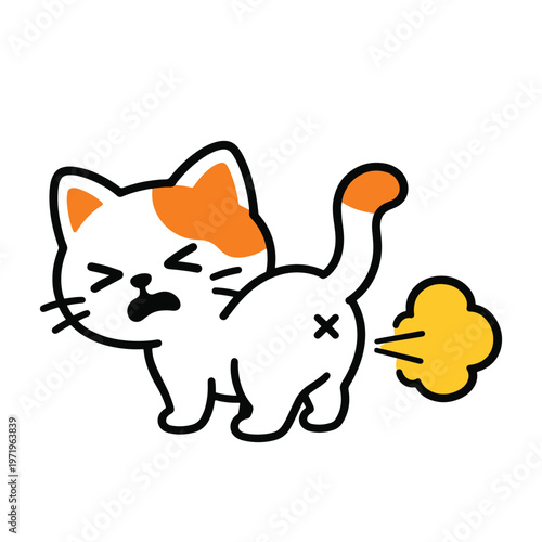 Funny Farting Cat Illustration