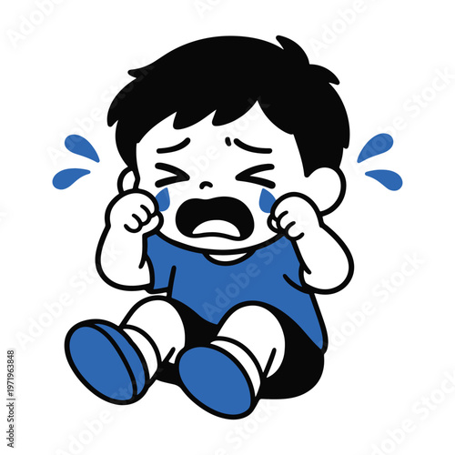 Little Boy Having a Tantrum Cartoon