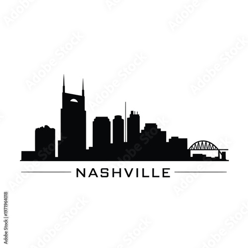 Nashville skyline silhouette with city name displayed below the horizon
