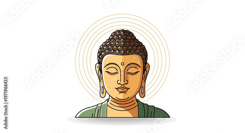 The serene Buddha statue radiates peace on a sunny day