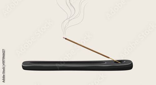 Buddha's serene Day with burning incense stick on a tray indoors
