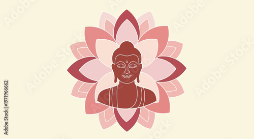 Buddha meditates peacefully on a beautiful sunny Day outdoors