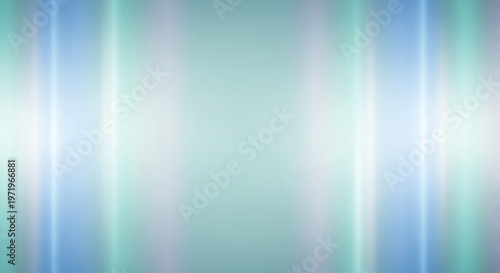 Принти на полотні Soft colorful light streaks forming a symmetrical abstract background in blue and green hues