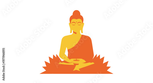 Buddha meditates peacefully on a serene Day in nature