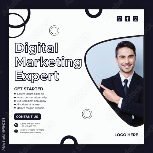 Modern Digital Marketing Agency Social Media Post Design | Creative Business Promotion Banner