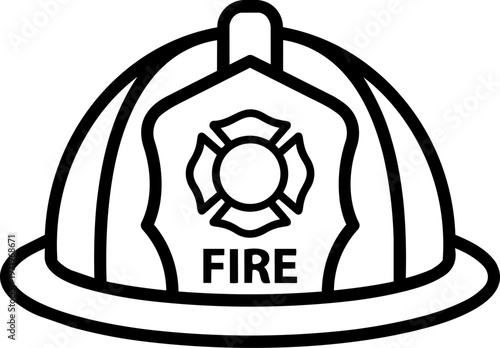 Firefighter helmet front view.