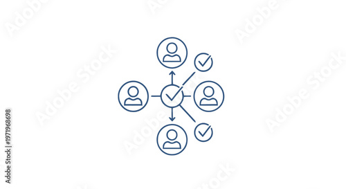 Network of Connected People with Check Marks Illustration on White.