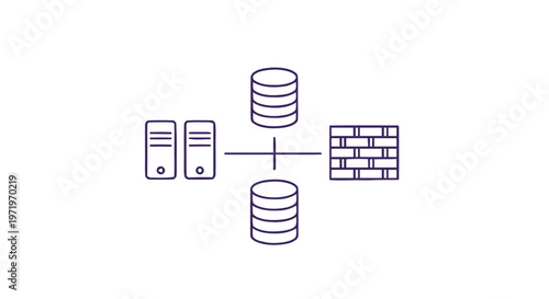 Network Infrastructure Showing Servers Databases and Firewall Protection.