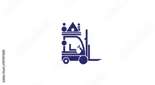 Modern Forklift Icon - Industrial Equipment Symbol on White Background.