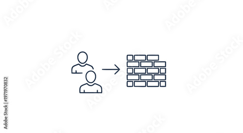 People facing a brick wall obstacle or barrier concept.