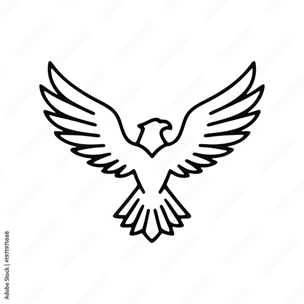 Fototapeta premium Eagle flying minimalist line art icon