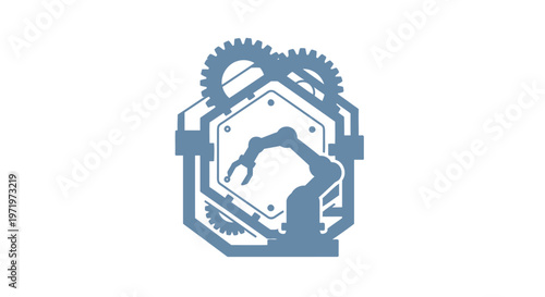 Robotic Arm and Gears Representing Automation and Technology.