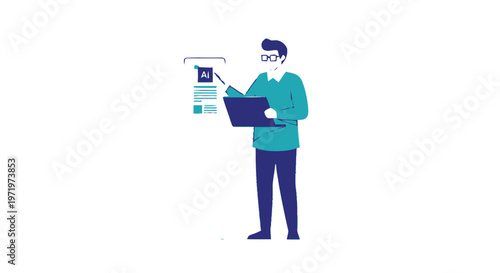 Person analyzing data on a laptop with glasses.