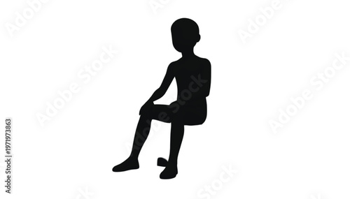 Seated silhouette of a person suggests contemplation or waiting, isolated on a white backdrop.