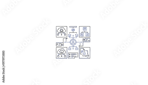 Network Topology Diagram Illustrating Computer System Connections.
