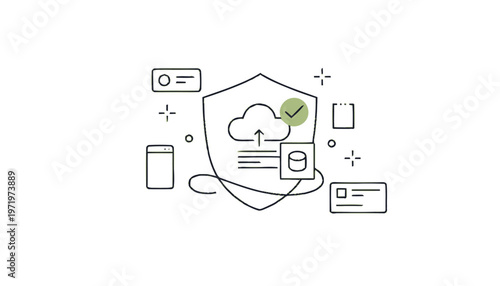 Secure Cloud Computing - Data Protection and Digital Security Illustration.