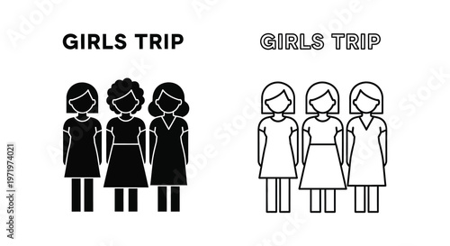Promotional graphic featuring three women for girls trip a silhouette