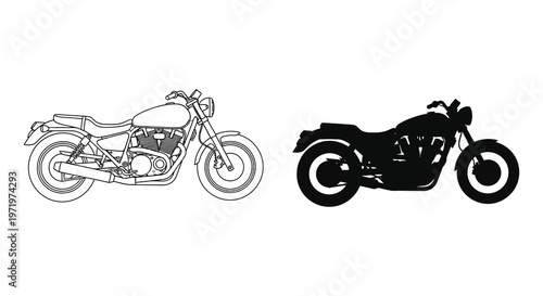 Motorcycle design variations including a contrasting black silhouette high quality professional