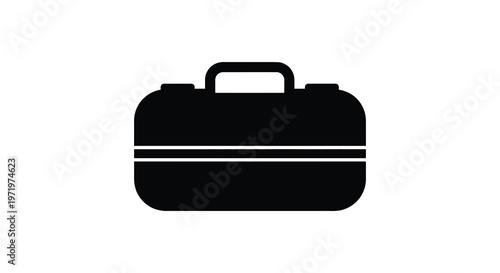 Simple black silhouette of a vintage lunchbox a nostalgic design silhouette