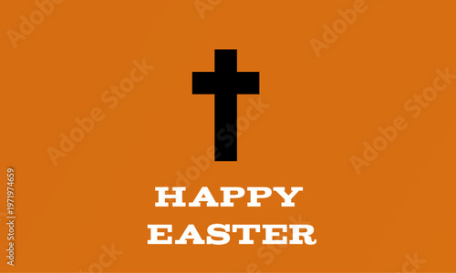Happy Easter orange cross greeting design