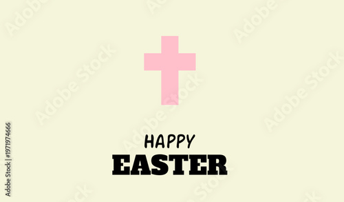 Happy Easter pink cross greeting design