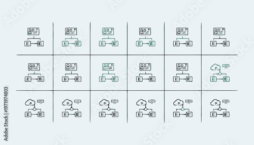Network Topology Icons Representing Computer Network Arrangements.